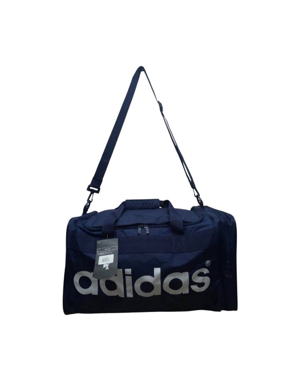 Adidas Unisex Blue Nylon Duffle Bag Logo Design Adjustable Strap One Size